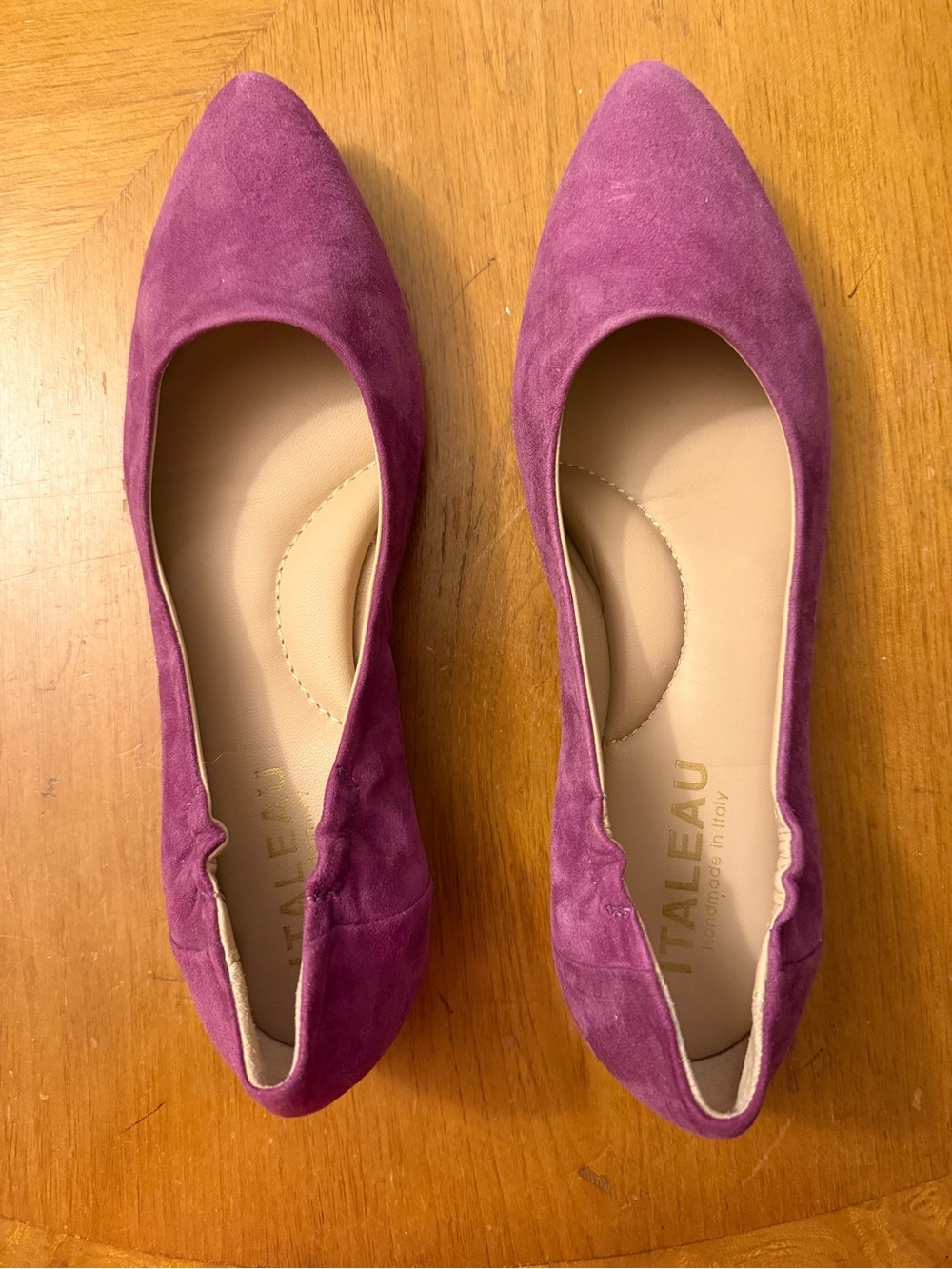 Italeau Purple Suede Pointed-Toe Women's Flats